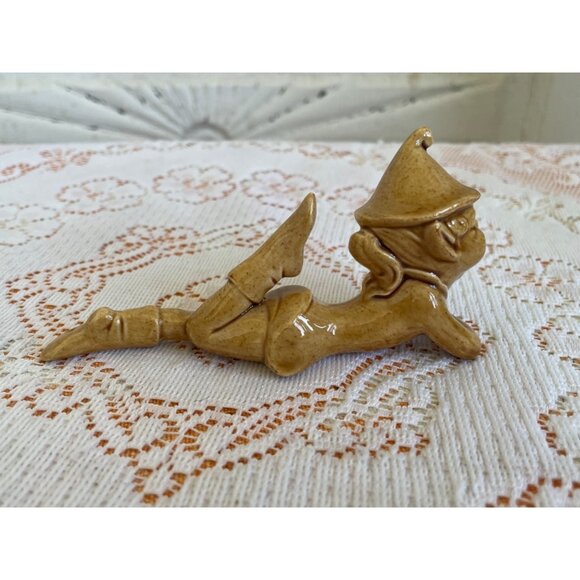 Vintage 1950s Tan Reclining Pixie Girl Elf Figurine - Picture 4 of 8